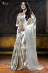 MOLTEN GOLD-SILVER  PURE TISSUE BROCADE SAREE