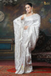 White Pure Gajji  Benarasi Tanchoi