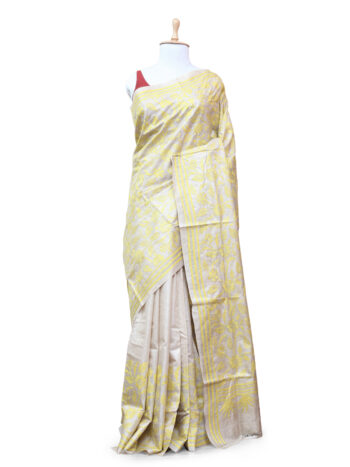 Tussar Silk Kantha Embroidered Saree