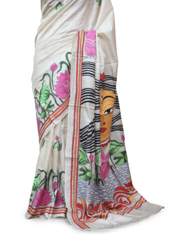 Tussar Silk Kantha Embroidered Saree