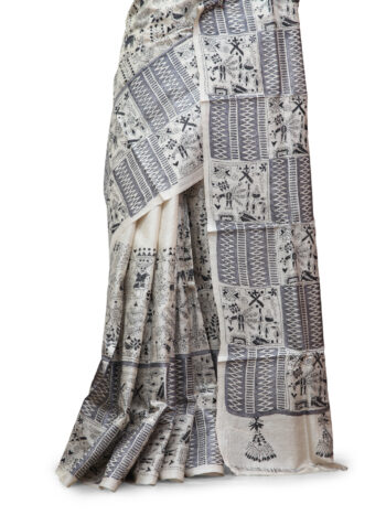 Tussar Silk Kantha Embroidered Saree