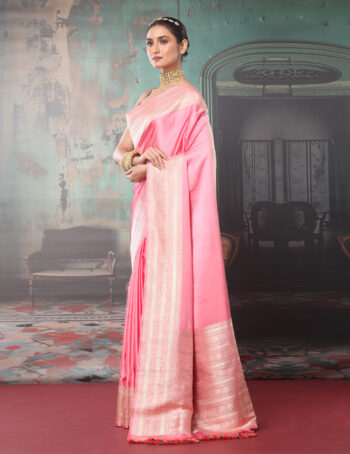 Pure Handloom Satin Saree With Border