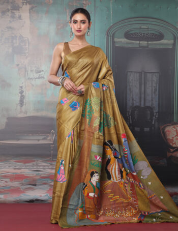 Tussar Silk Kantha Embroidered Saree