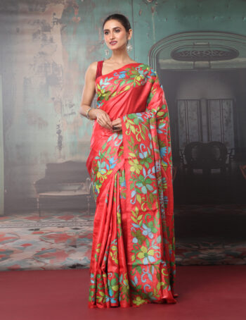 Tussar Silk Kantha Embroidered Saree