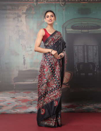 Tussar Silk Kantha Embroidered Saree